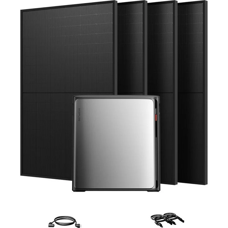 Ecoflow STREAM Ultra X 1800W Balkonkraftwerk mit 3,84kWh Speicher, 4 x JA Solar 450Wp Full Black Paneele, 4 MPPT Solareingänge, Plug & Play Design