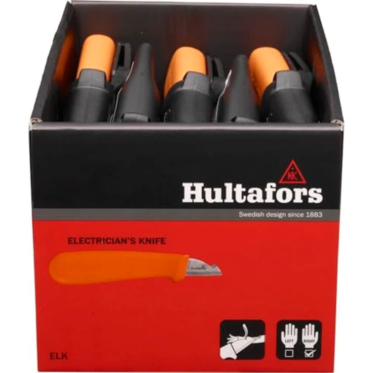 Hultafors Elektrikermesser ELK, Abisoliermesser aus japanischem Kohlenstoffstahl, beidseitiger Griff für Links- & Rechtshänder, 58-60 HRC, 1,5 mm dick – Bild 5