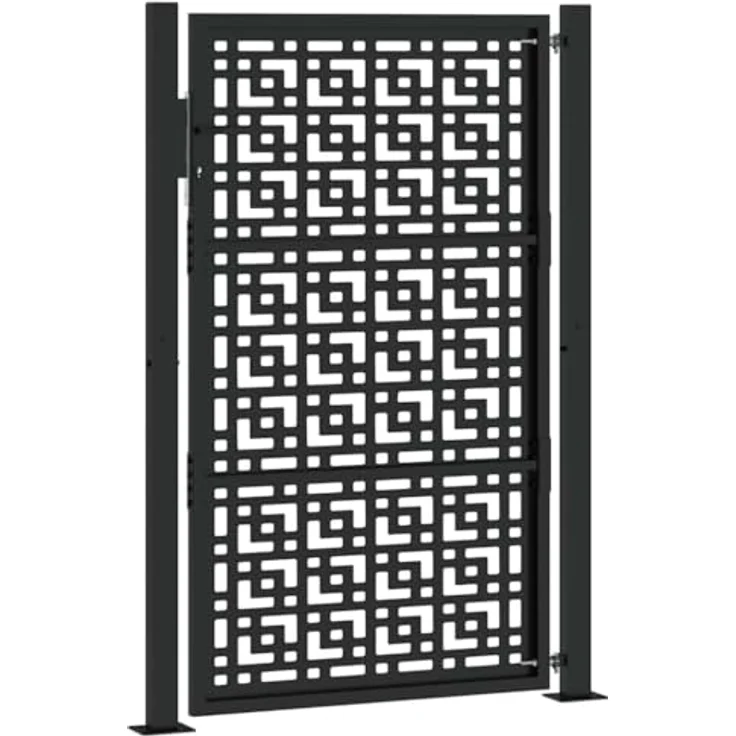 vidaXL Gartentor Schwarz 105x155 cm Stahl Kreuz-Design Metall Abschließbar – Bild 6