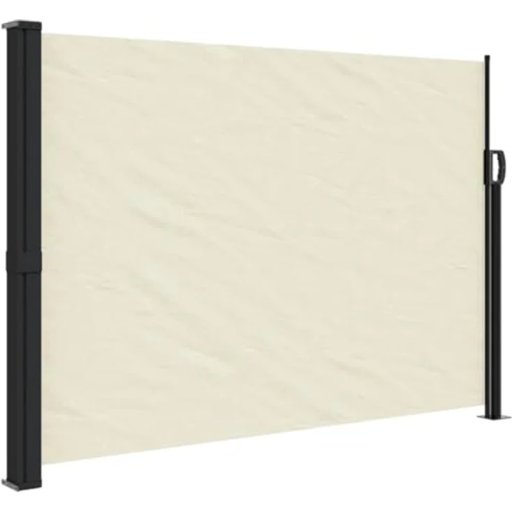 vidaXL Seitenmarkise, Wandmarkise mit PU-Beschichtung, Sichtschutz für Balkon Terrasse Garten, Windschutz Markise, Ausziehbar Creme Polyester – Bild 1