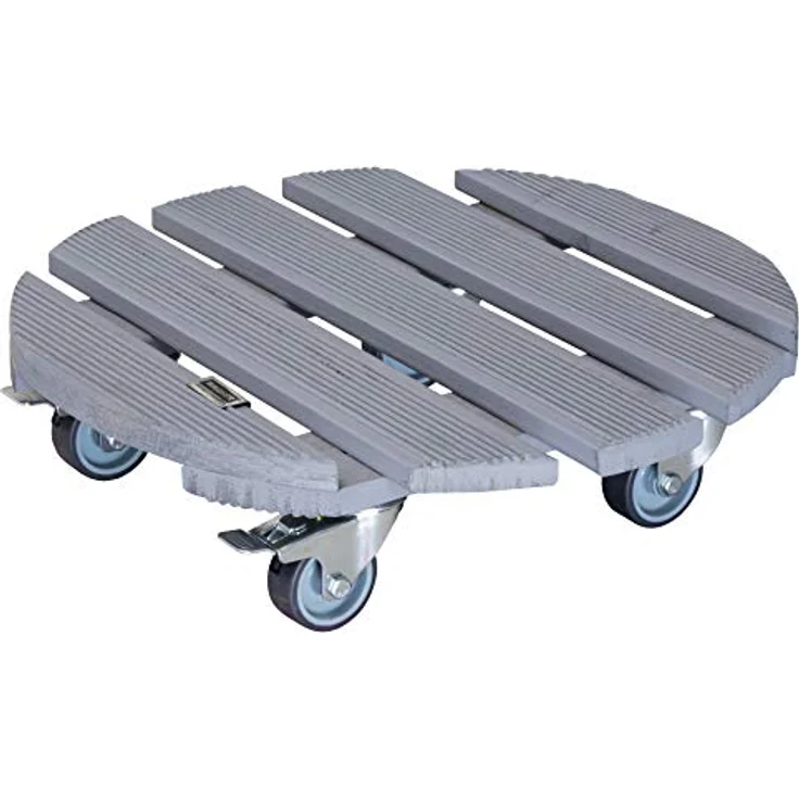 WAGNER Pflanzenroller CREO Ø 38 cm I Pflanzenroller & Blumenroller für Außenbereich + Innenbereich, grau I Kübelroller aus Holz mit 2 Total-Feststellern I Tragkraft 200 kg I Made in EU ?20086301 – Bild 2