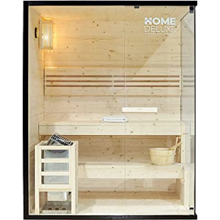 Home Deluxe - Traditionelle Sauna - Shadow L - 150 x 120 x 190 cm - für 3 Personen - hochwertiges Fichtenholz, inkl. Saunaofen, Saunazubehör I Dampfsauna Aufgusssauna Finnische Sauna Bio Sauna - Preisvergleich – Bild 3