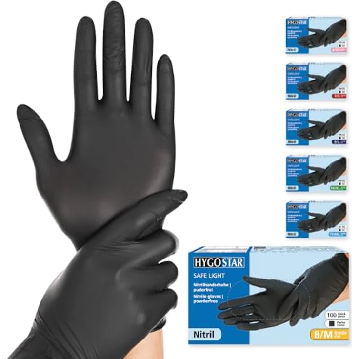 franz mensch 27058 Nitril-Handschuh''DARK'' HYGOSTAR, M, schwarz – Bild 2