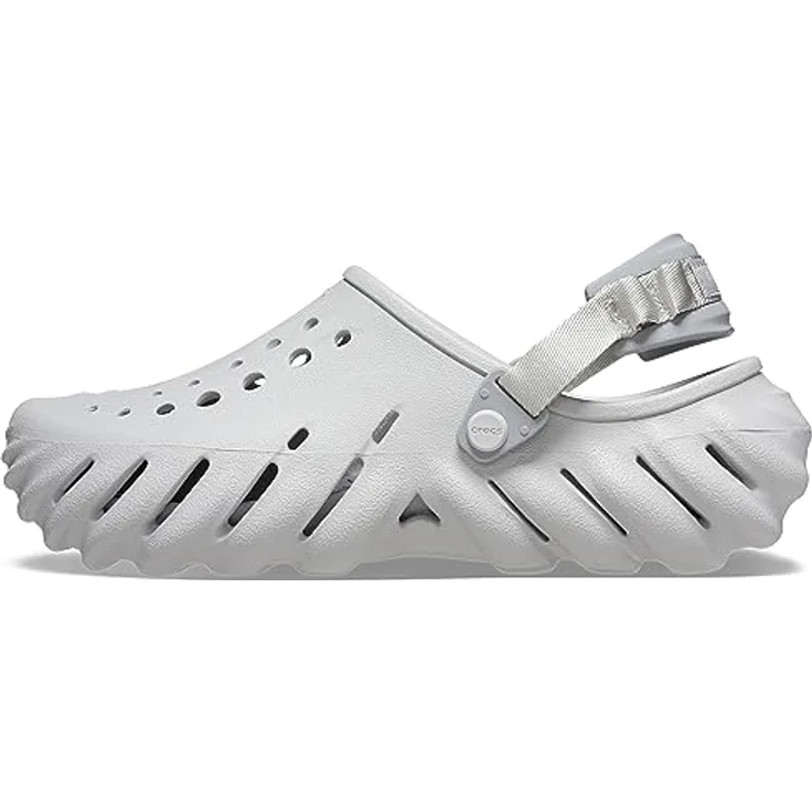 Crocs Echo Clog, Sicherheitssandalen in hellgrau, Größe M10W12, runde Kappe, Schlupfverschluss