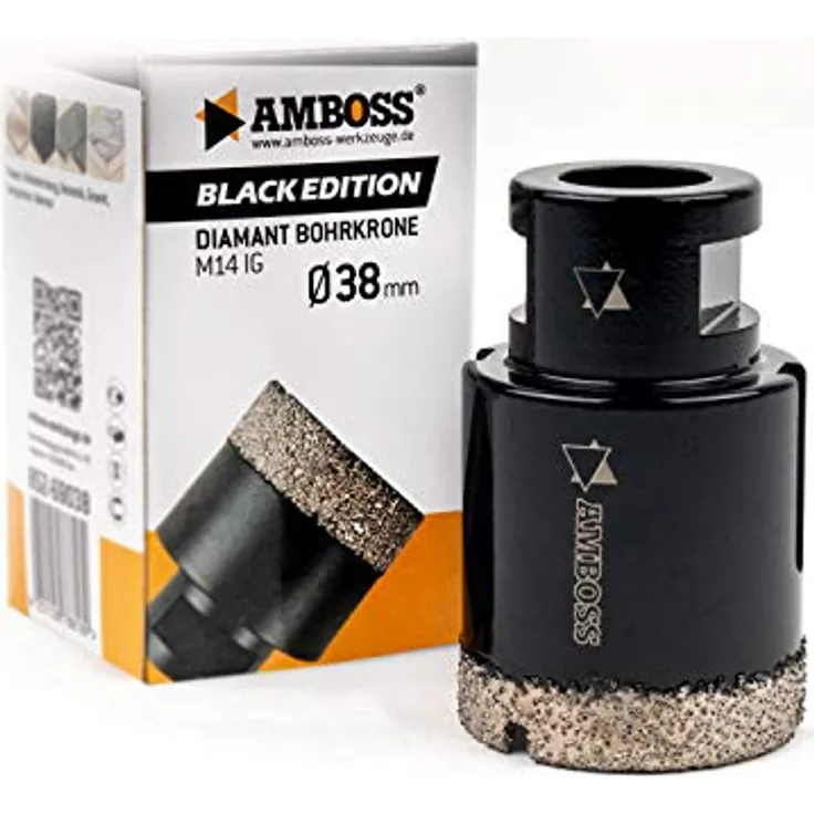Amboss - Diamant Bohrkrone 38 mm (M14) für Winkelschleifer | Geeignet für Feinsteinzeug, harte Fliesen, Granit etc.