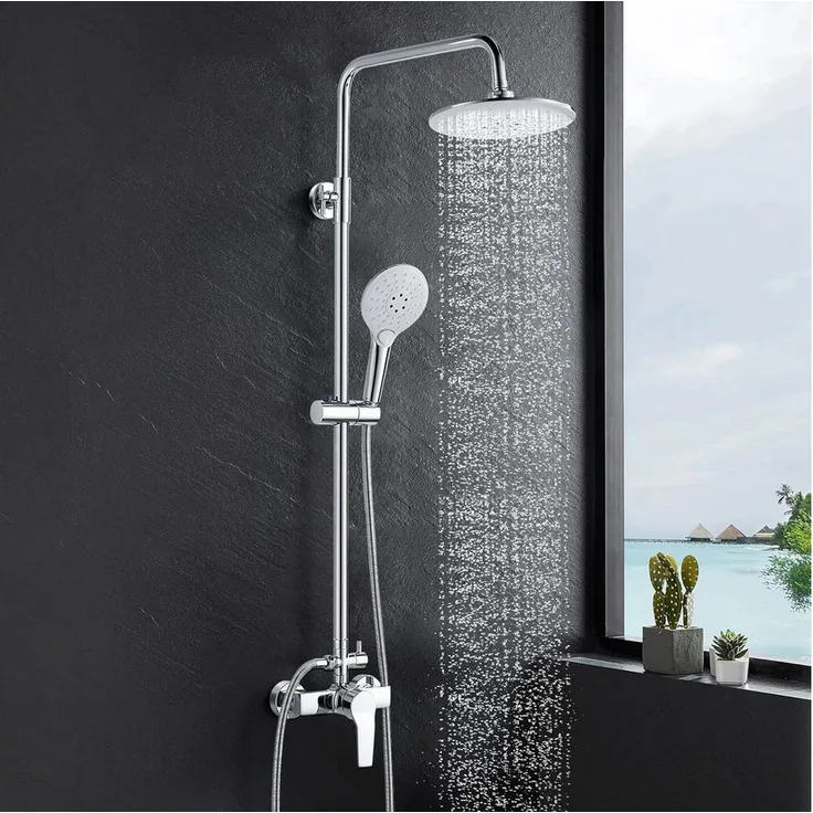 LuxusKollektion Duschsystem Duscharmatur mit Einhebelmischer, 8 Zoll Regendusche, 2 Strahlarten, Temperaturstabil und einfache Installation