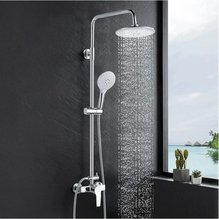 LuxusKollektion Duschsystem Duscharmatur mit Einhebelmischer, 8 Zoll Regendusche, 2 Strahlarten, Temperaturstabil und einfache Installation