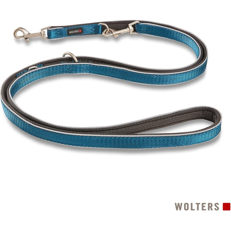 Wolters Hundeleine Active Pro Comfort, 2 Meter lange Nylon-Leine mit atmungsaktivem Mesh-Gewebe, petrol/anthrazit – Bild 1