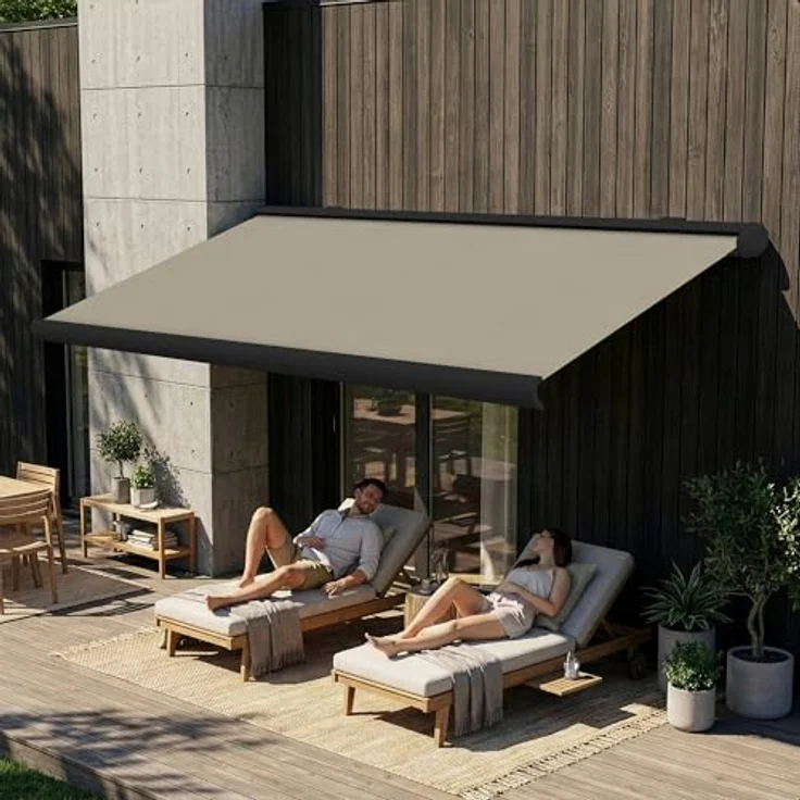 Eclipse Kassettenmarkise 3x2,5 elektrische Vollkassettenmarkise, Polyacryltuch, UV-Schutz 50+, Wassersäule 300, Windstärke 5, Anthrazit – Bild 4