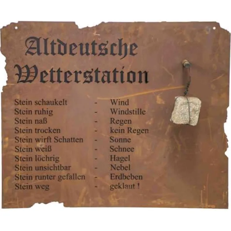 Pflanzen Kölle Altdeutsche Wetterstation, Wanddeko aus Stahlblech, Braun, 70cm x 80cm