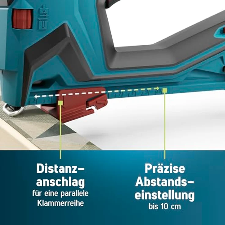 Novus Tools J-550 Akkutacker, kabellos, für Klammern Typ 37/53, Klammernlänge 6-14mm, inkl. Akku, mit Serienschussfunktion – Bild 5