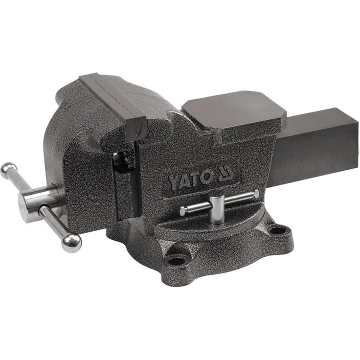 YATO Schwenkbarer Schlosserschraubstock YT-65048, 150 mm mit schwarzem Hammerschlaglack und gehärtetem Stahl-Amboss, 19 kg
