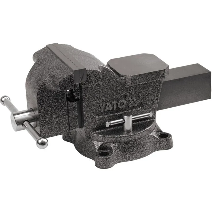 YATO Schwenkbarer Schlosserschraubstock YT-65048, 150 mm mit schwarzem Hammerschlaglack und gehärtetem Stahl-Amboss, 19 kg