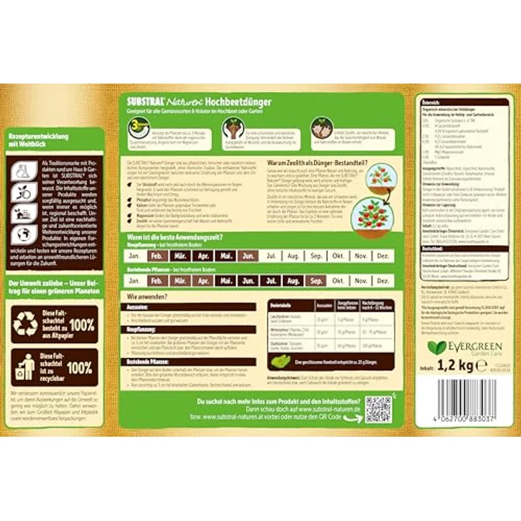 Substral Naturen Hochbeet Dünger, 1,2 kg Granulat für 3 Monate Nährstoffversorgung, 100% natürliche Inhaltsstoffe, ideal für Gemüse und Kräuter – Bild 2