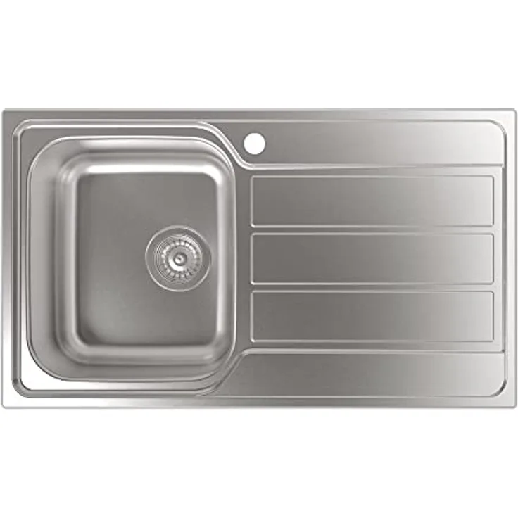 Cata | Küchenspüle auf Arbeitsplatte | Quadratische Eimer mit Abtropffläche | Modell CDP-1 ED |Möbelmontage 45 cm | Tiefe 18 cm | Edelstahl