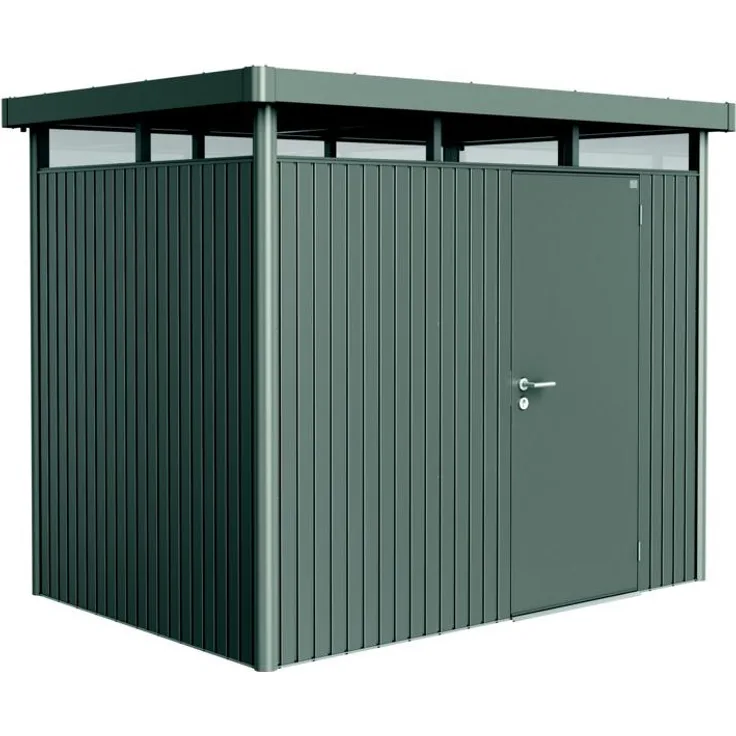 BIOHORT HighLine Gr.H2, Gartenhaus mit Standtür, quarzgrau-metallic, 3-fach Verriegelung, wartungsfrei