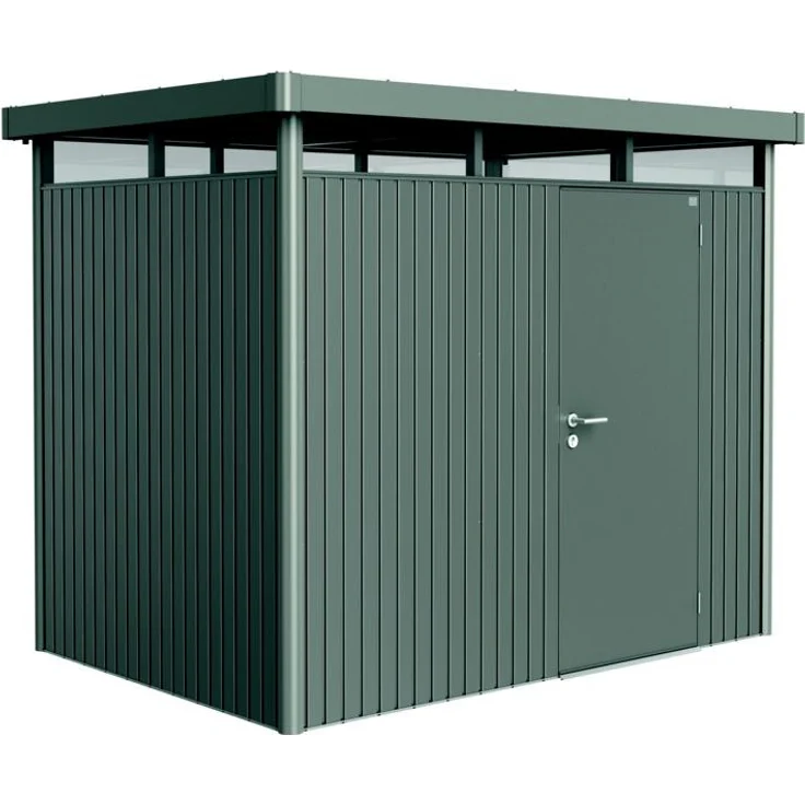 BIOHORT HighLine Gr.H2, Gartenhaus mit Standtür, quarzgrau-metallic, 3-fach Verriegelung, wartungsfrei