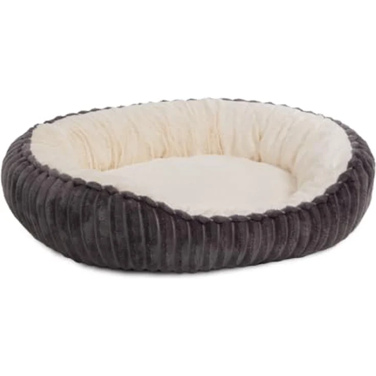 Wallace & Jones | Katzenbett für kleine und große Katzen | Cameron - Katzenkörbchen oval flauschig | Katzenkorb rutschfest | anthrazit-beige | Größe S | ca. 55 x 45 x 17 cm - Preisvergleich – Bild 3