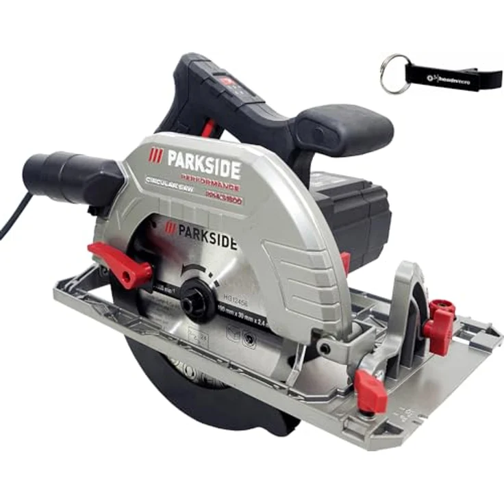 HEADNMORE® Bundle - PARKSIDE PERFORMANCE® Elektro Handkreissäge PPHKS 1800 + Schlüsselanhänger, präzise Schnitte, 1800 W, 6-stufige Drehzahl, Aluminium-Kunststoff Gehäuse, Flaschenöffner – Bild 1