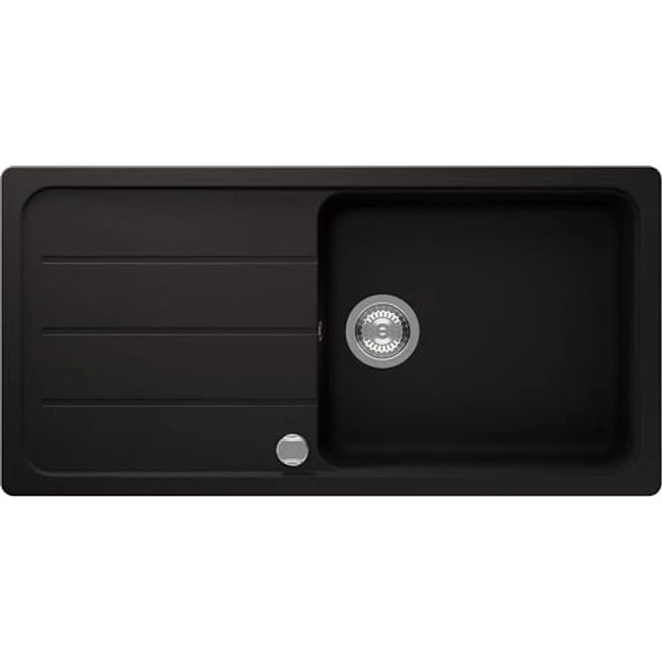 Respekta Austin Massivgranit Spüle 100 x 50 cm, hitzebeständig, abgeschrägte Abtropffläche, Einbau- und Unterbaumontage, 1 Becken, schwarz – Bild 1