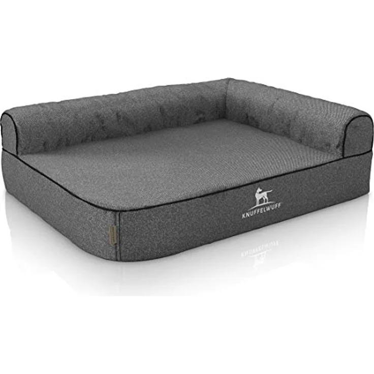 Knuffelwuff Orthopädisches Eck Hundebett Marlie Hundesofa XL 100 x 70cm Grau - Formstabil, Gelenkentlastend, abnehmbarer Bezug, rutschfester Unterboden – Bild 2