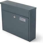 SafePost 967 Briefkasten anthrazit RAL7016 matt, mit geradem Dach und Namensschild