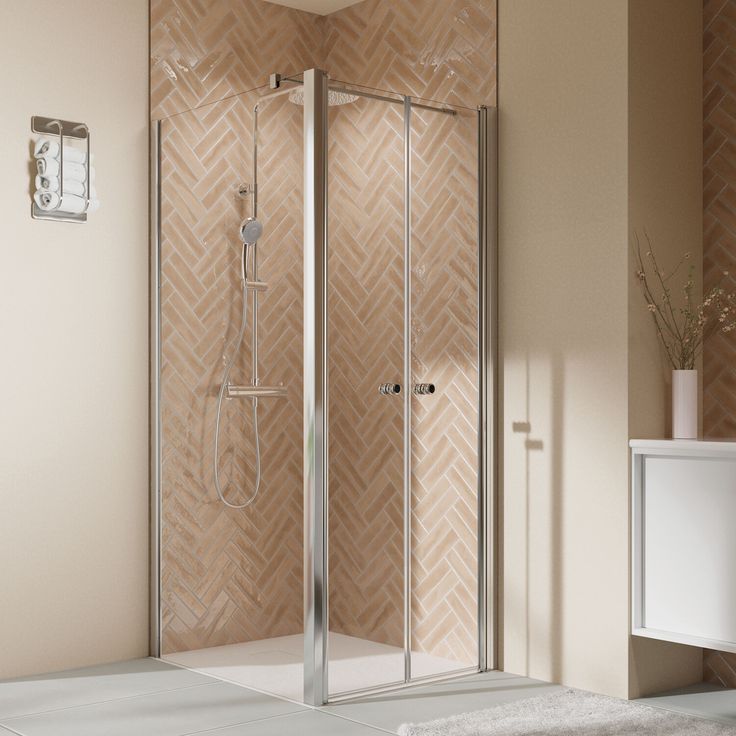 Breuer Pendeltür 'Elana 2.0', rund für Seitenwand, alu silbermatt, Klarglas hell, 80 cm, 6 mm Sicherheitsglas, filigranes Design, integrierter Hebe-Senk-Mechanismus