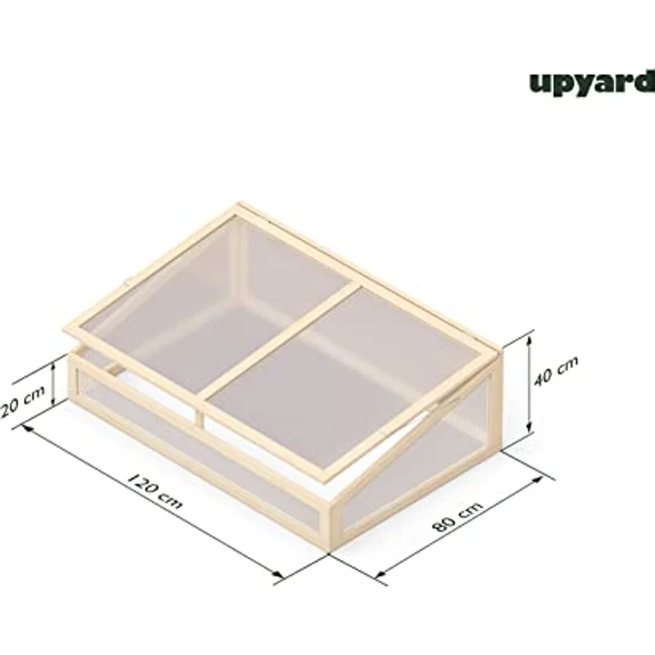 Upyard Greenhouse - Gewächshaus für Hochbeete mit verschließbarem Deckel - modernes Treibhaus aus Massivholz und UV-geschützem Polycarbonat, 120x80x40, Naturholz – Bild 2