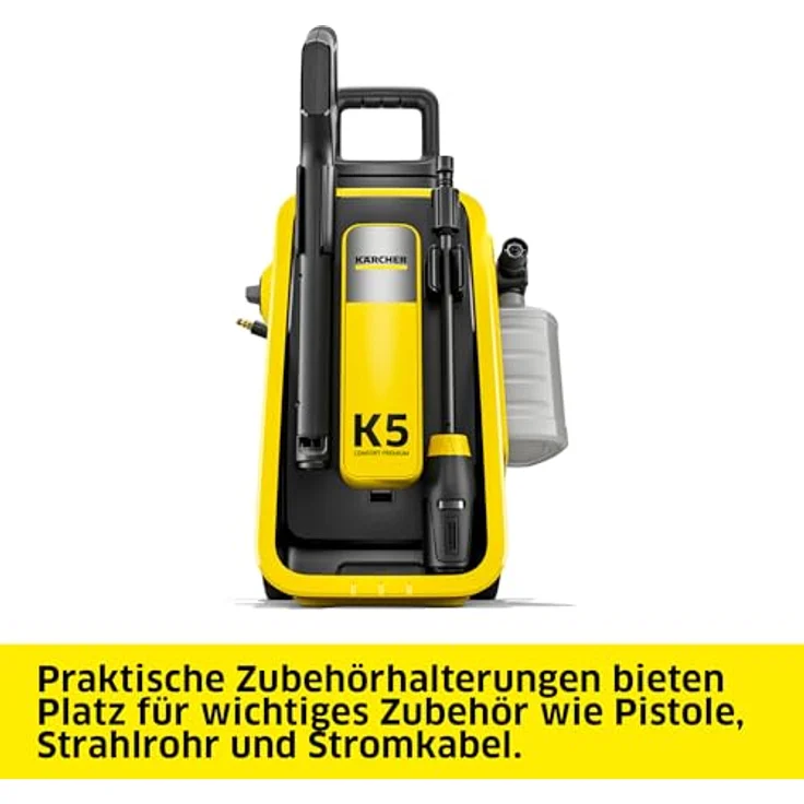 Kärcher Home & Garden K 5 Comfort Premium Home, Hochdruckreiniger mit 145 bar Druck, inkl. Flächenreiniger T 5 und Reinigungsmittel, wassergekühlter Motor, ergonomische Pistole mit G 180 Q COMFORT!Hold – Bild 6