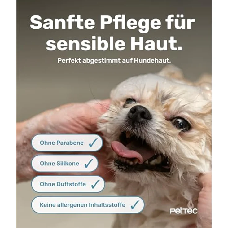 PetTec Hundeshampoo Aloe Vera, 500 ml, ph-neutral, vegan, allergenfrei, für alle Hunde und Katzen, Made in Germany – Bild 2