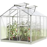 GFP Gewächshaus Jasmin 4 Alu-Rahmen 192 x 256 cm Polycarbonat Platten - mit Fundamentrahmen & automatischem Fensteröffner, silber