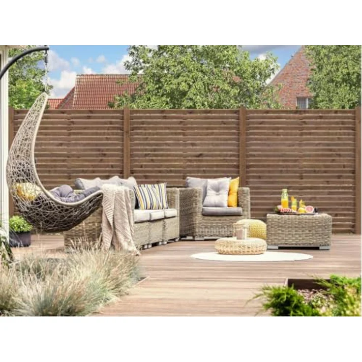 WOODTEX Rhombus Sichtschutzzaun 180x180 cm, Kiefer Holz Gartenzaun DIY Bausatz, kesseldruckimprägniert, braun – Bild 2