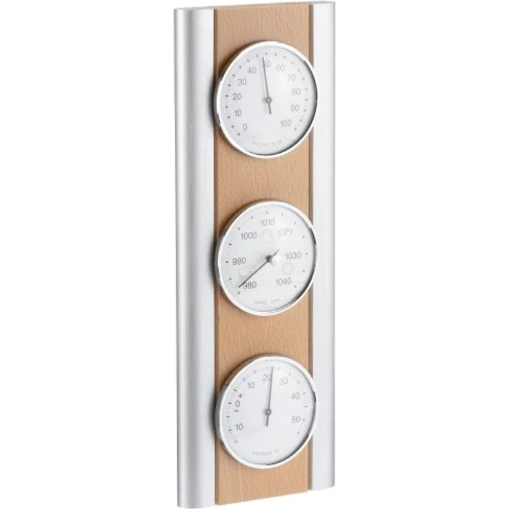 TFA Analoge Wetterstation, Wetterstation zur Messung von Luftdruck, Temperatur und Luftfeuchtigkeit, Weiss/Braun/Silber – Bild 1