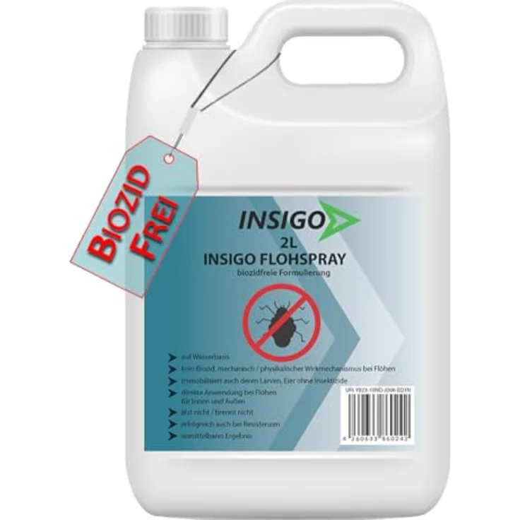 INSIGO Insektenspray Anti Floh-Spray, biozidfreie Formel auf Wasserbasis, geruchsarm, brennt/ätzt nicht, 2 l – Bild 1