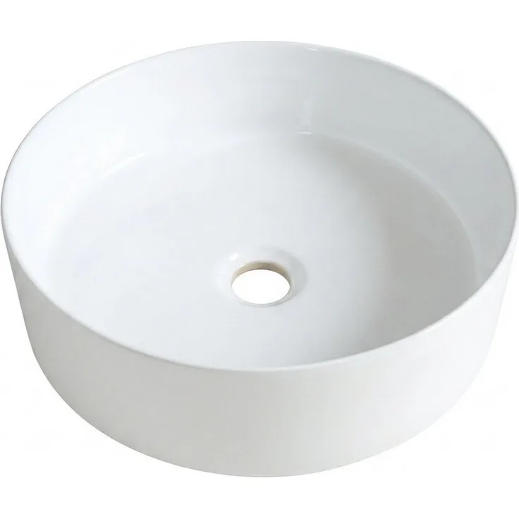 wohnfreuden Aufsatzwaschbecken Keramik 40 cm rund hoch, weiß, modernes Design für zeitloses Badezimmer