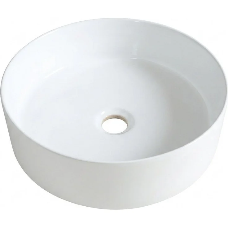 wohnfreuden Aufsatzwaschbecken Keramik 40 cm rund hoch, weiß, modernes Design für zeitloses Badezimmer