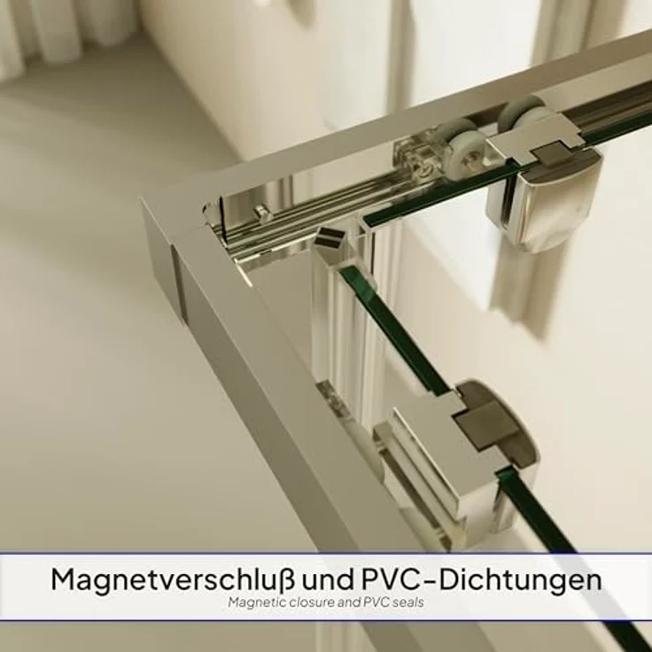 i-flair Schiebetür Duschkabine DK77, 95x95x180 cm aus durchsichtigem 6 mm ESG mit silbernen Profilen und Easy-Clean System – Bild 7