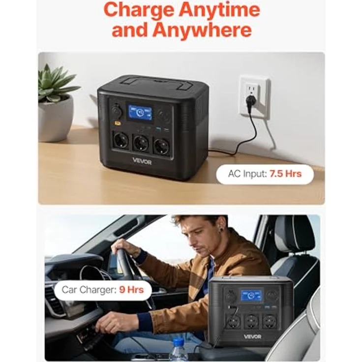 VEVOR Tragbare Powerstation M9, 1200W Solargenerator mit 806Wh LiFePO4-Akku und 9 Ausgängen für Camping und Notfälle – Bild 6