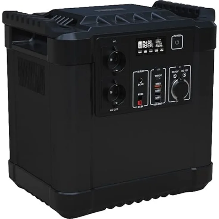 revolt Solar Powerbank HSG-1150: Powerstation & Solar-Generator mit 1.456 Wh, 2x 230 V, 12 V, 2000 W (230V Akku)