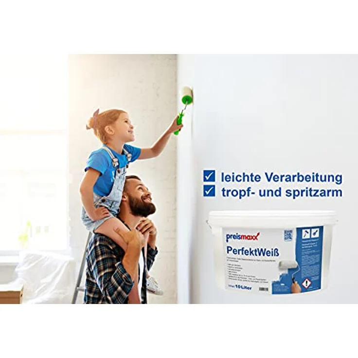 preismaxx Perfektweiß Wandfarbe weiß 10L hohe Deckkraft – Bild 4