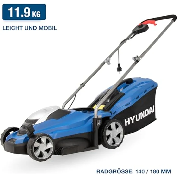 Hyundai Elektro-Rasenmäher LM3301E, 1.300 W mit 33 cm Schnittbreite und Mulchfunktion für Rasenflächen bis 400 m² – Bild 3
