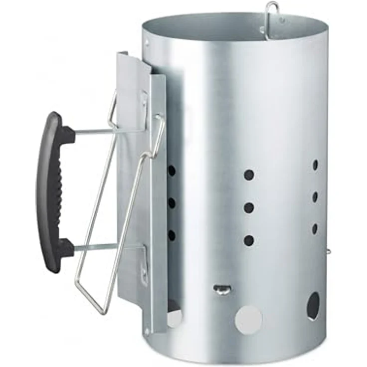 Relaxdays XL Anzündkamin, aus Stahl, Grillkohleanzünder für BBQ, Kamin, Grills, HxD: 30 x 19 cm, Grillstarter, silber – Bild 6