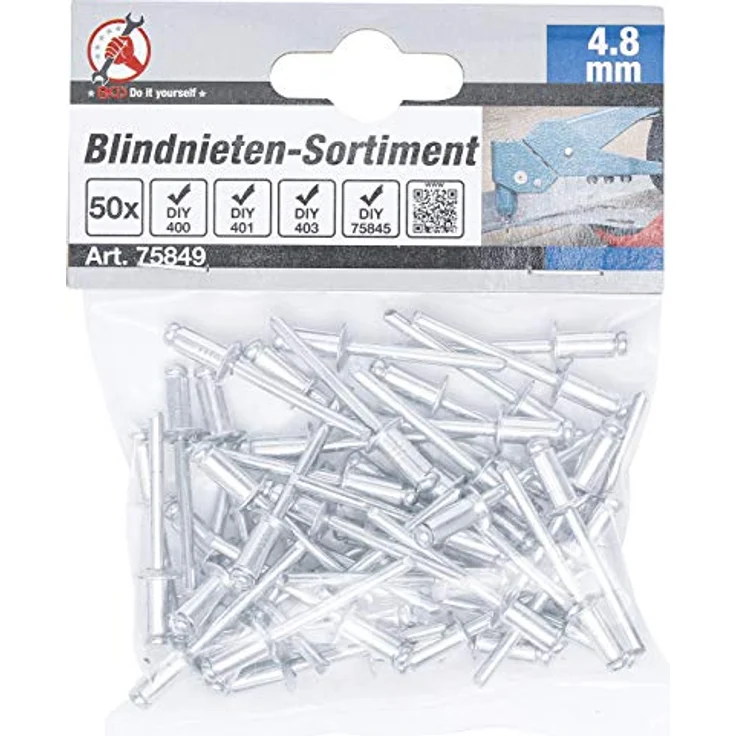 BGS Diy 75849 | Blindnieten-Sortiment | Ø 4,8 mm | 50-tlg. – Bild 3