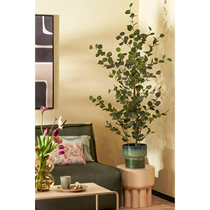 MICA Decorations Eucalyptus Kunstpflanze, H150 x Ø30 cm, grün im Blumentopf mit realistischen Details – Bild 4