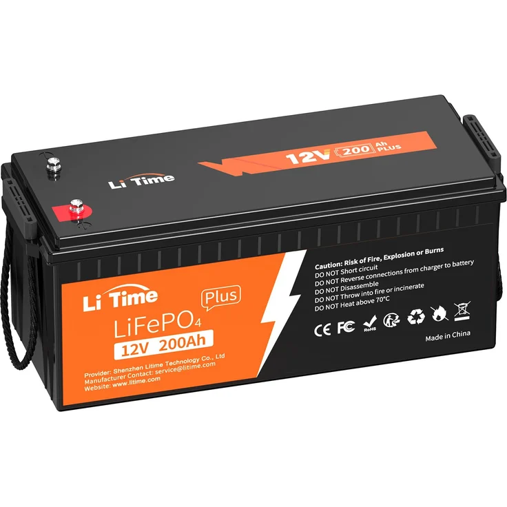 LiTime 12V 200Ah PLUS LiFePO4 Batterie, leistungsstarker Solarspeicher mit 2560 W Dauerlast und 4000 Lebenszyklen