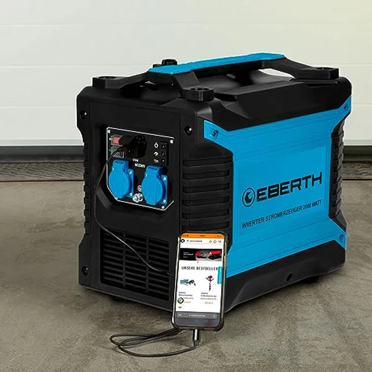 EBERTH GG1-IS2000, 2000 Watt Inverter Stromerzeuger mit 2x 230V und 2x USB, leise und mobil – Bild 5