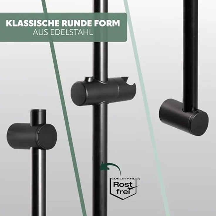 bremermann Brausegarnitur Brausestange Edelstahl 71,5 cm – inkl. Konus-Brausegleiter, Schwarz – Bild 4