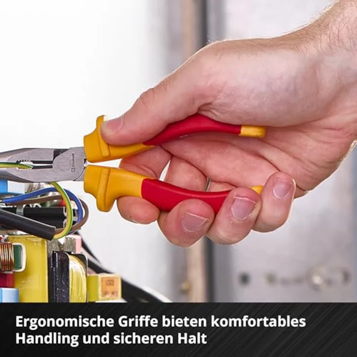 Einhell Elektriker-Zangen-Set 3-tlg. (Isolierung bis 1.000 Volt, Seitenschneider 160mm, Abisolierzange, Telefonzange, ergonomische 2K-Griffe in Rot-Gelb) – Bild 3