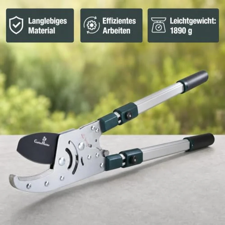 Gartenmeister Astschere Astratschenschere mit Teleskopgriff und Ratschenfunktion, Schnittstärke 50 mm – Bild 7
