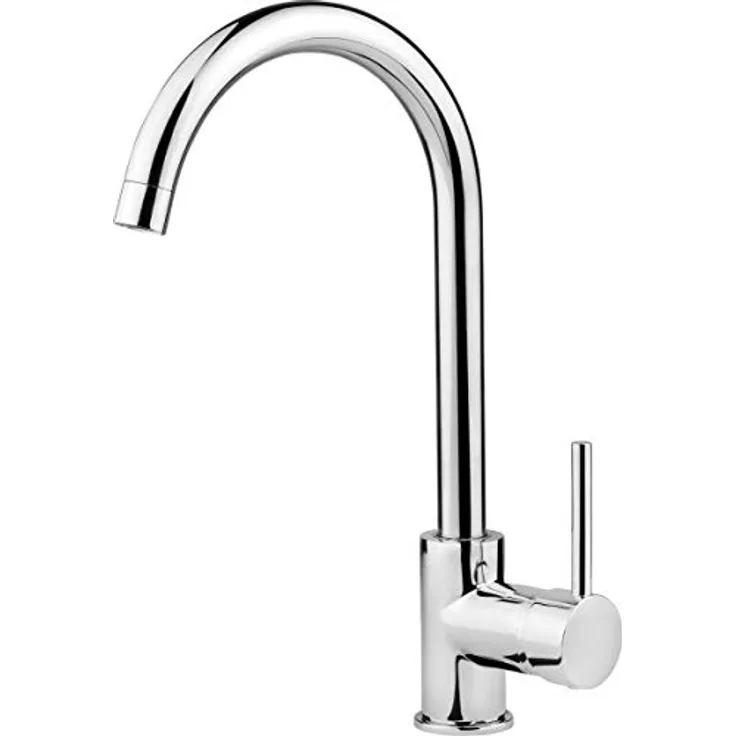 Deante Luno, Spültischarmatur mit schwenkbarem U-Auslauf, Einhebelmischer aus Messing, Hochdruck, Chrom, 360° Drehung
